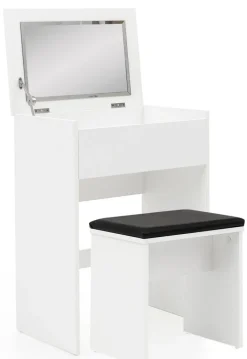 Schminktisch mit Hocker und Spiegel 60 x 81 cm weiß
