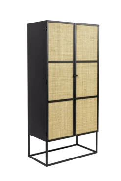 Schrank JOANNA 70 x 145 cm Rattangeflecht/schwarz