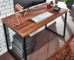 Schreibtisch 117 x 77 cm Braun Schwarz