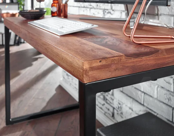 Schreibtisch 117 x 77 cm Braun Schwarz