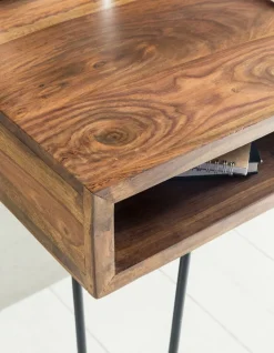 Schreibtisch 110 x 60 cm schwarz/ Sheesham