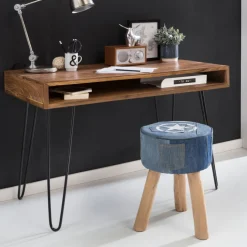 Schreibtisch 110 x 60 cm schwarz/ Sheesham