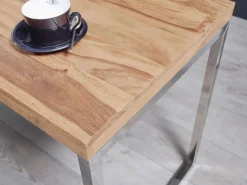 Schreibtisch GUNA 120 x 60 cm chromfarbig/ Akazie massiv