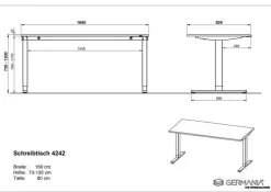 Schreibtisch ISORNO 160 x 80 cm Lichtgrau/ silberfarbig