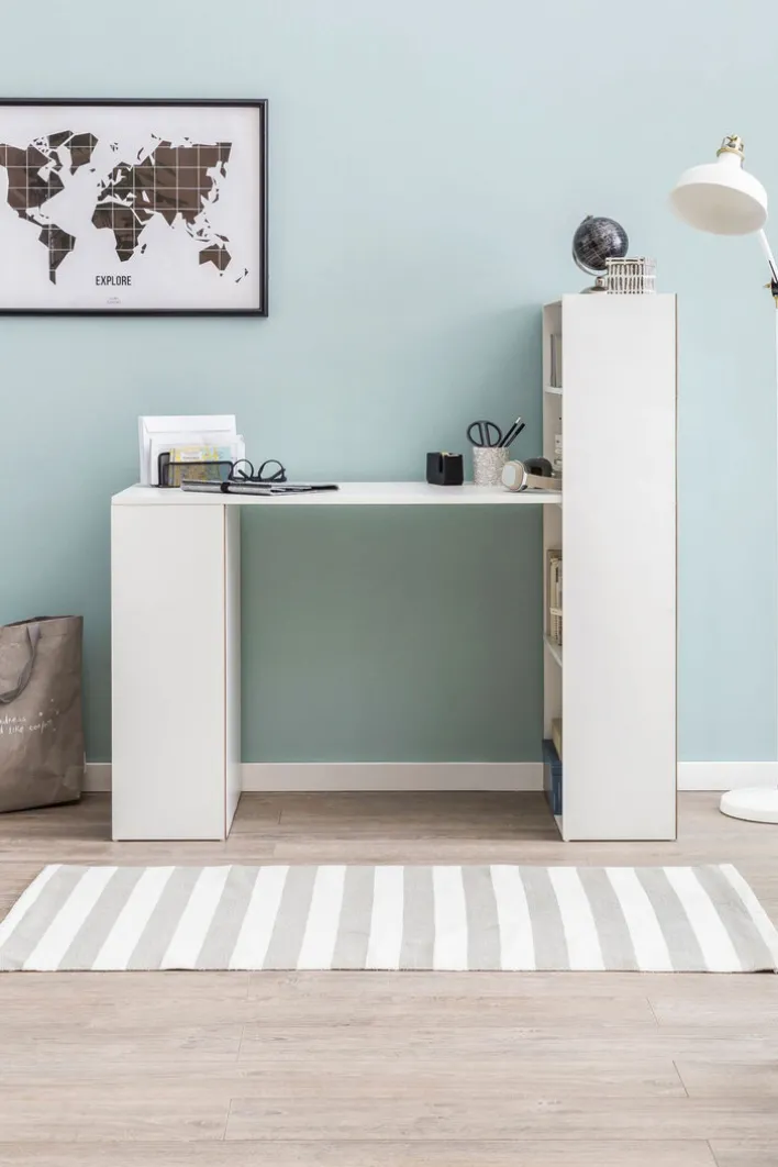 Schreibtisch mit Regal 120 x 120 cm weiss