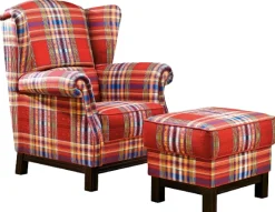 SCHRÖNO Ohrensessel SYDNEX Stoffbezug kariert