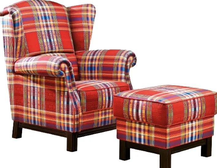 SCHRÖNO Ohrensessel SYDNEX Stoffbezug kariert