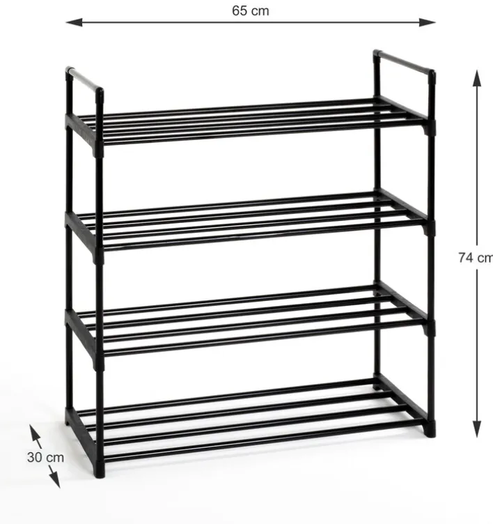 Schuhregal 65 x 74 cm Schwarz Metall