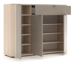 Schuhschrank 133 x 103 cm Basalt supermatt/Riva-Eiche-Dekor