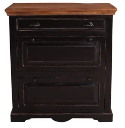 Schuhschrank 85 x 90 cm schwarz Mangoholz massiv