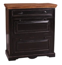 Schuhschrank 85 x 90 cm schwarz Mangoholz massiv