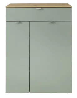 Schuhschrank 78 x 103 x 38 cm schilfgrün supermatt/Absetzung braun