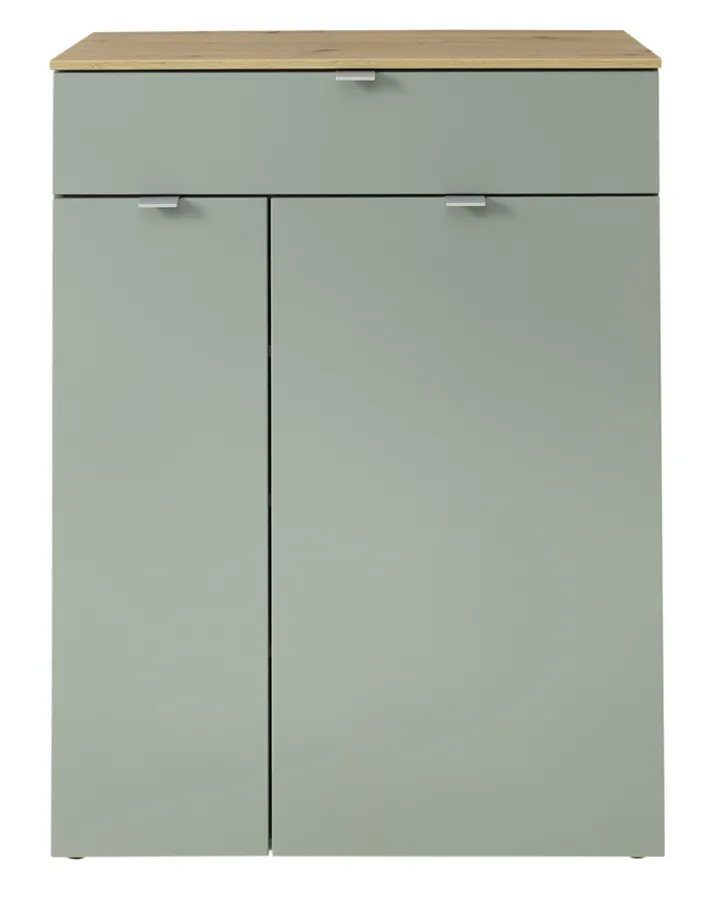 Schuhschrank 78 x 103 x 38 cm schilfgrün supermatt/Absetzung braun