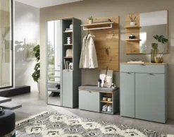 Schuhschrank 78 x 103 x 38 cm schilfgrün supermatt/Absetzung braun