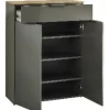 Schuhschrank GALAVERNA 83 x 108 cm grau Hochglanz/Artisan-Eiche-Dekor