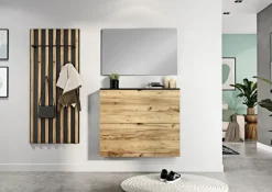 Schuhschrank RENELL 100 x 85 cm Graphit/Navarra-Eiche-Dekor