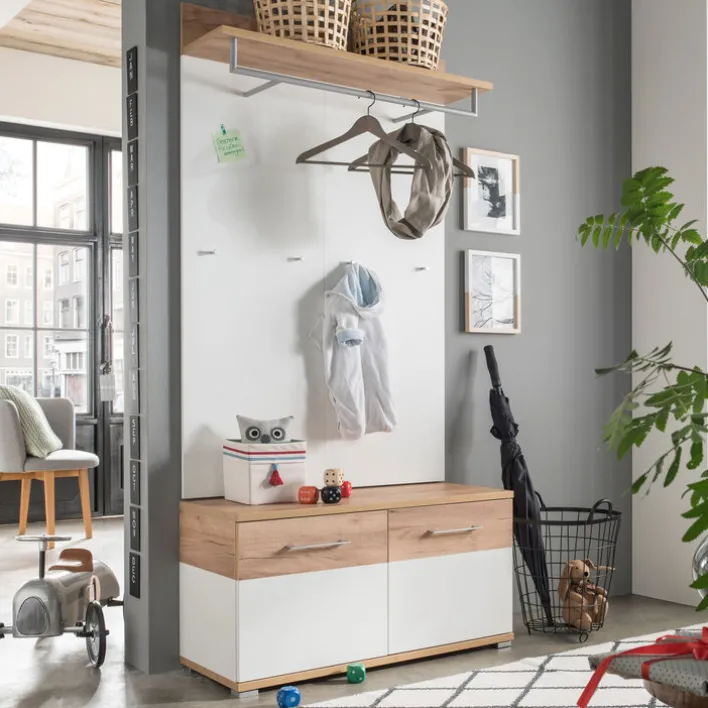 Schuhschrank THEO 96 x 51 cm Weiß/ Navarra Eiche NB