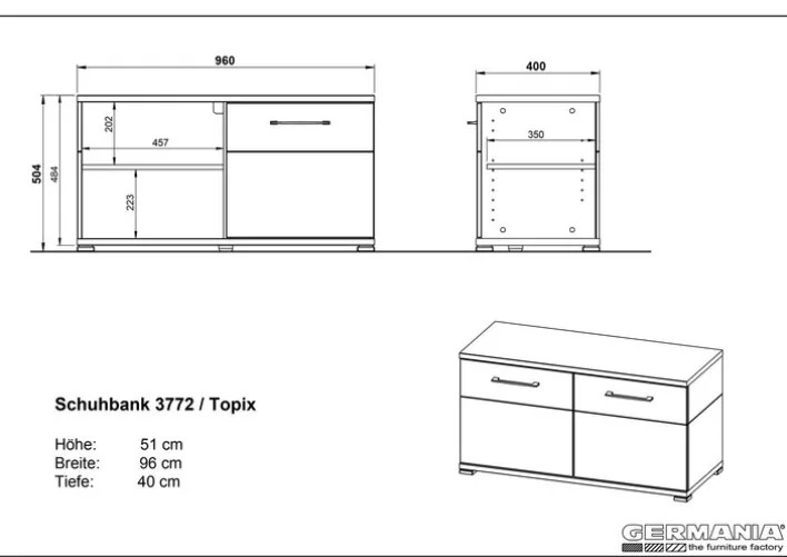 Schuhschrank THEO 96 x 51 cm Weiß/ Navarra Eiche NB