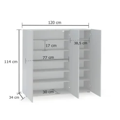 Schuhschrank VERONA 120 x 115 cm Grau Lack Dekor