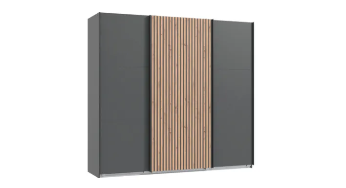 Schwebetürenschrank ALASKA 250 x 216 cm grau/ braun