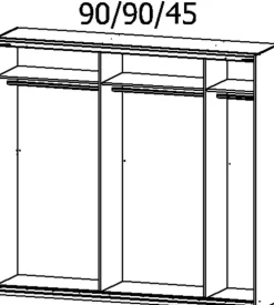 Schwebetürenschrank CAMBRIDGE 210 x 226 x 62 cm Artisan Eiche/ Glas Champagner