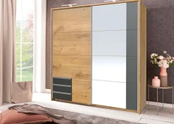 Schwebetürenschrank EMDEN 180 x 198 cm braun/ grau