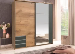 Schwebetürenschrank EMDEN 180 x 198 cm braun/ grau