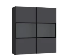 Schwebetürenschrank SLIDELINE III schwarz/ grau