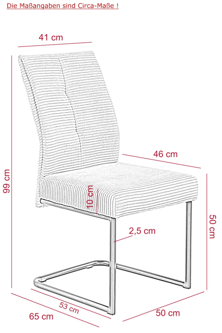 Schwingstuhl DAGMAR 2er Set Cordstoff anthrazit