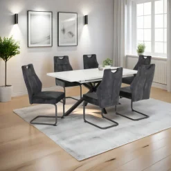 Schwingstuhl LINDA 2er Set Stoff vintage velvet anthrazit