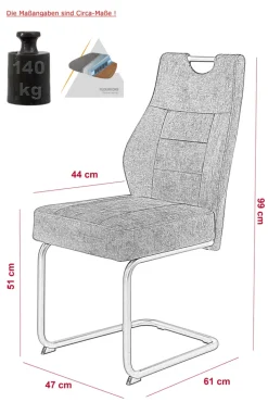 Schwingstuhl LINDA 2er Set Stoff vintage velvet anthrazit