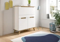Sekretär SCANDI 110x118 cm Weiß Braun Nox Oak Nachbildung