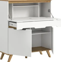 Sekretär SCANDI 110x118 cm Weiß Braun Nox Oak Nachbildung