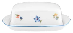 Seltmann Weiden Butterplatte mit Deckel SONATE NOSTALGIE Weiß mit Streublumendekor