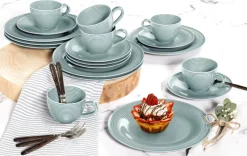 Seltmann Weiden Kaffeeservice BEAT COLOR GLAZE 18-teilig arktisblau