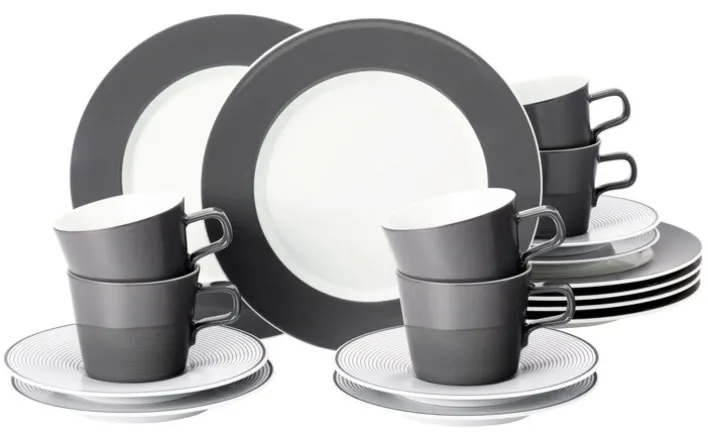 Seltmann Weiden Kaffeeservice NO LIMITS 18-teilig anthrazit/ weiß