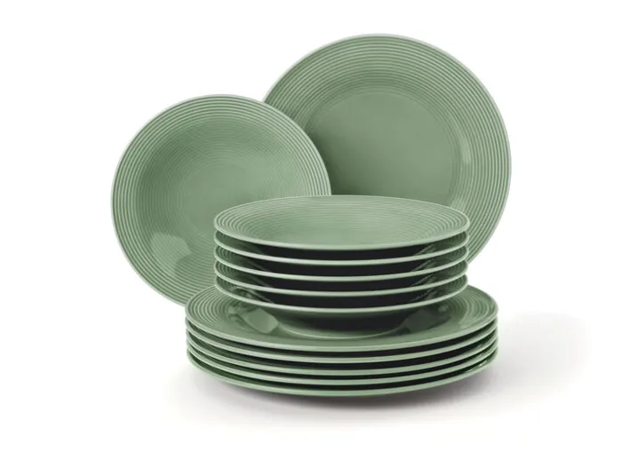 Seltmann Weiden Tafelservice BEAT COLOR GLAZE 12-teilig salbeigrün