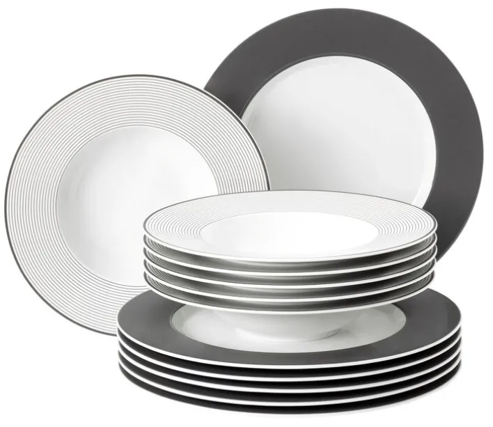 Seltmann Weiden Tafelservice NO LIMITS 12-teilig anthrazit/ weiß