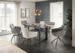 set one by Musterring Esstisch NEW ATLANTA 190-240 x 90 cm vulkanschwarz/Keramikoptik schwarz