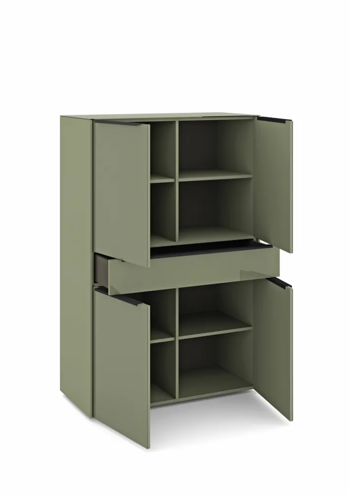 Set one by Musterring Highboard RENO 92x140 cm olivgrün