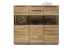 set one by Musterring Highboard JACKSON 150 x 130 cm Eiche massiv/Korpus Eiche furniert