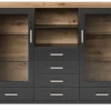 set one by Musterring Highboard YORK 56 anthrazit /Eiche Artisan