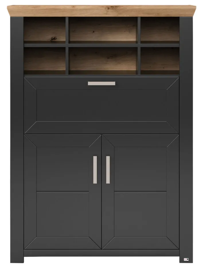 set one by Musterring Highboard YORK 15 105x143 cm anthrazit /Eiche Artisan Dekor