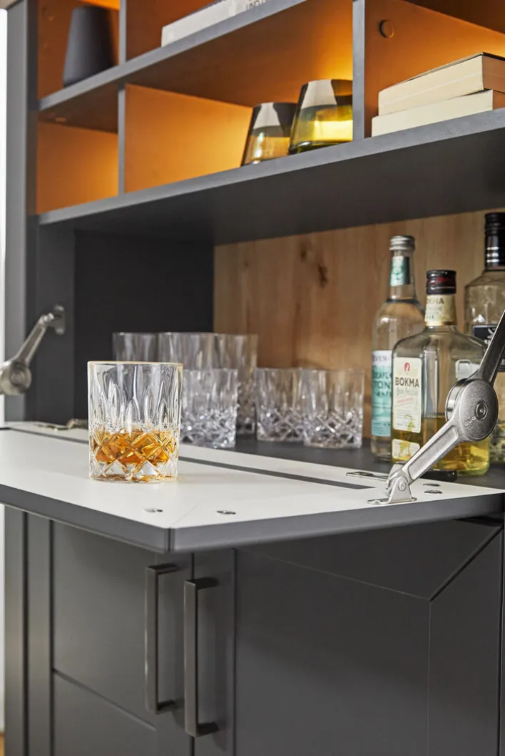 set one by Musterring Highboard YORK 15 105x143 cm anthrazit /Eiche Artisan Dekor