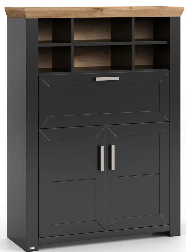 set one by Musterring Highboard YORK 15 105x143 cm anthrazit /Eiche Artisan Dekor