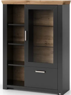 set one by Musterring Highboard YORK 14 anthrazit /Eiche Artisan