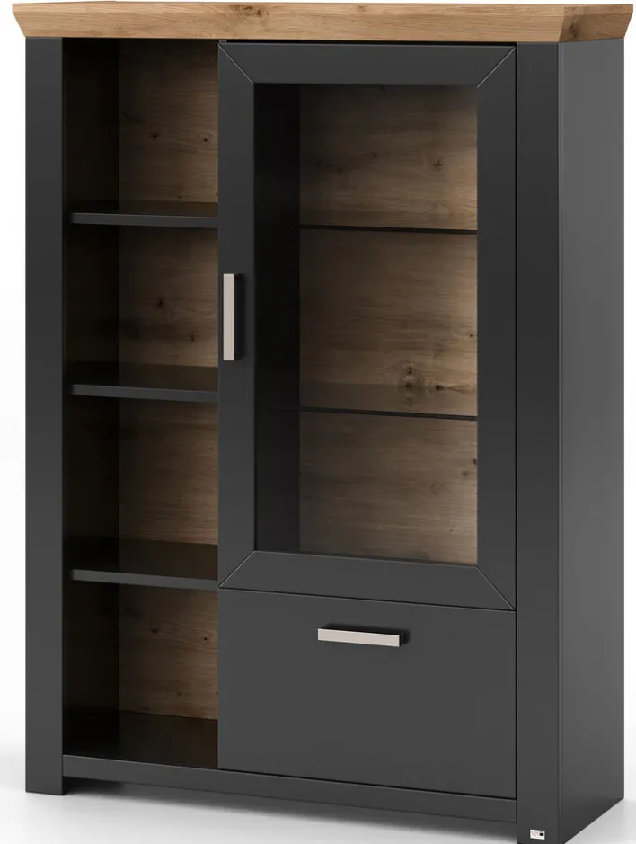 set one by Musterring Highboard YORK 14 anthrazit /Eiche Artisan