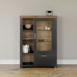 set one by Musterring Highboard YORK 14 anthrazit /Eiche Artisan