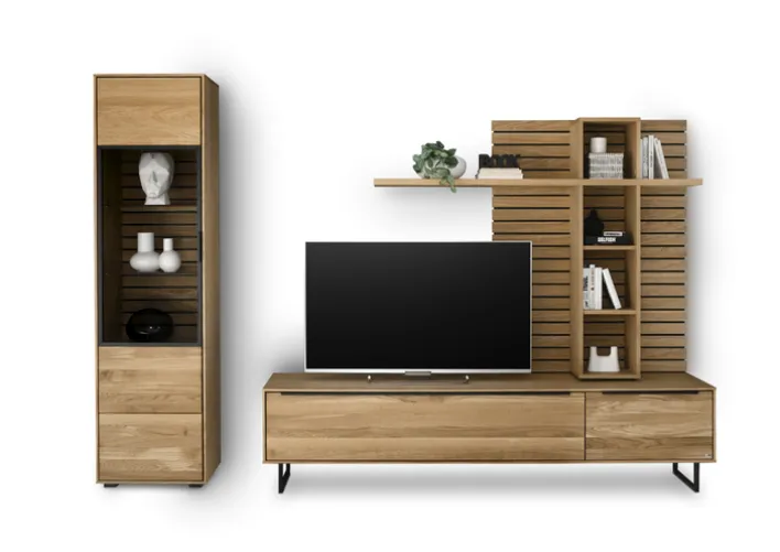 set one by Musterring Lowboard Jackson 210 x 51 cm Eiche massiv/Eiche furniert