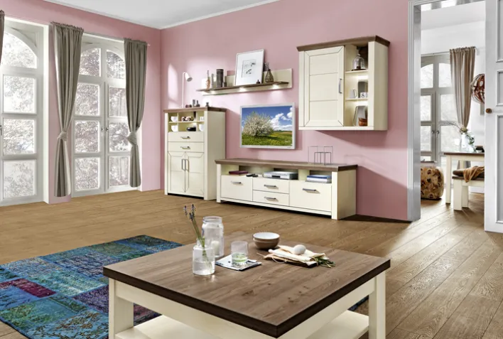 set one by Musterring Lowboard YORK 200x63 cm weiß/braun